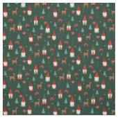 Tissu Noël Gnomes vacances vert foncé (Échantillon)