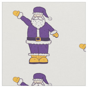 Tissu noël jaune pourpre santa claus
