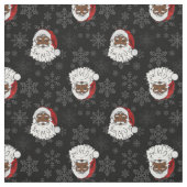 Tissu noël noir santa claus flocons de neige (Échantillon)