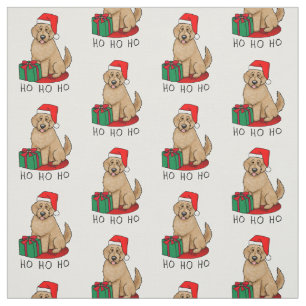 Tissu Noël Père Noël Goldendoodle (rouge or) Chien migno