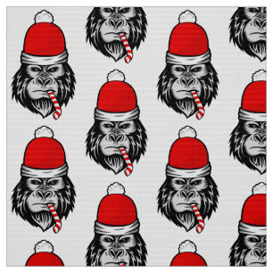 Tissu Noël père Noël gorilla