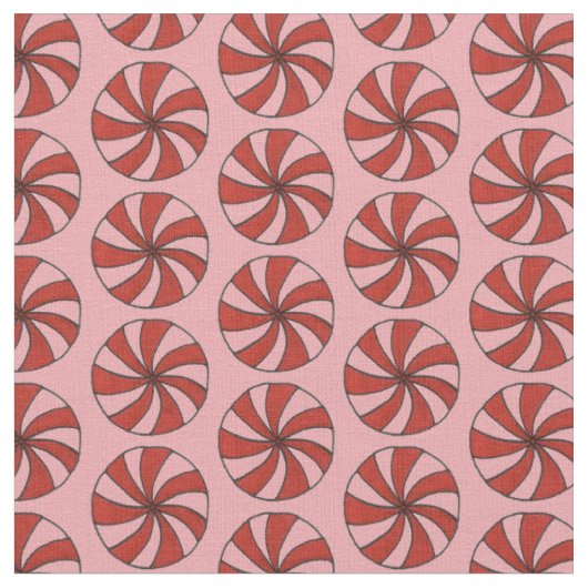 Tissu Noël Pink Red Mint Peppermenthe Hard Candy (Fermer)