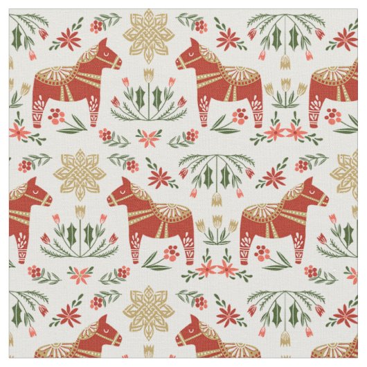 Tissu Noël populaire Dala Horse (Fermer)