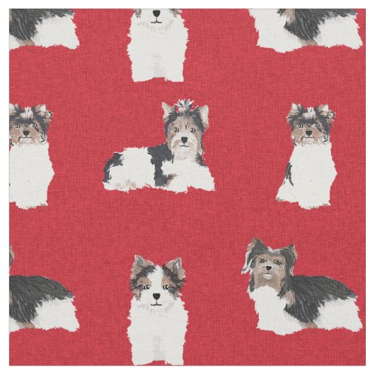 Tissu Noël rouge de Biewer Terrier (Fermer)