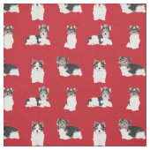 Tissu Noël rouge de Biewer Terrier (Échantillon)
