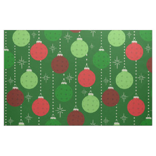 Tissu Noël sur le thème du pickleball rouge et vert