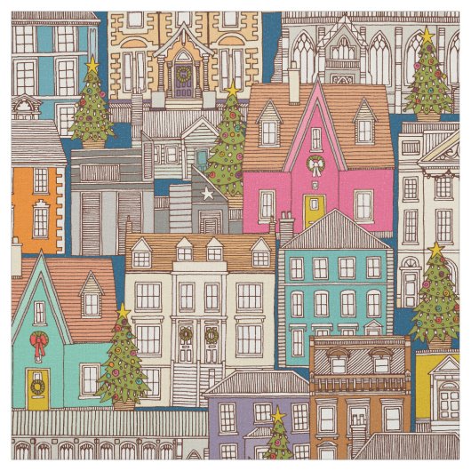 Tissu noël temps bleu multi (Échantillon)