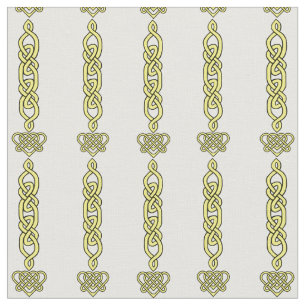 Tissu Noeud celtique, tresse, bande d'or du coeur sur bl