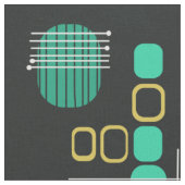 Tissu noir Abstrait atomique Turquoise (Fermer)