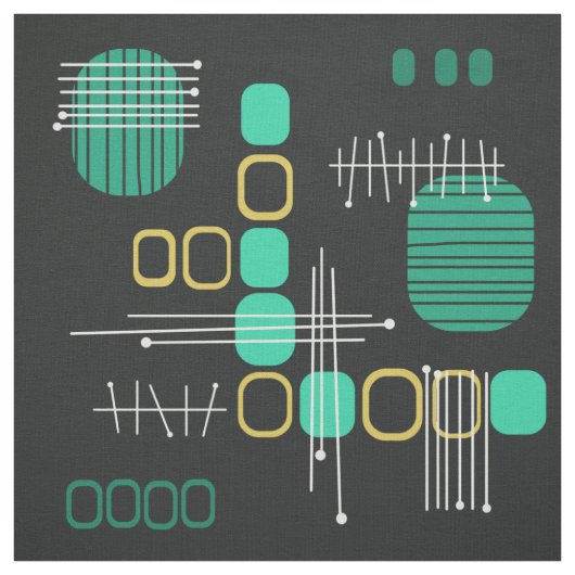 Tissu noir Abstrait atomique Turquoise (Échantillon)