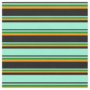 Tissu Noir, Aquamarine, Vert & Orange foncé Couleur
