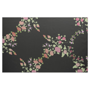 Tissu Noir avec Vintage Floral