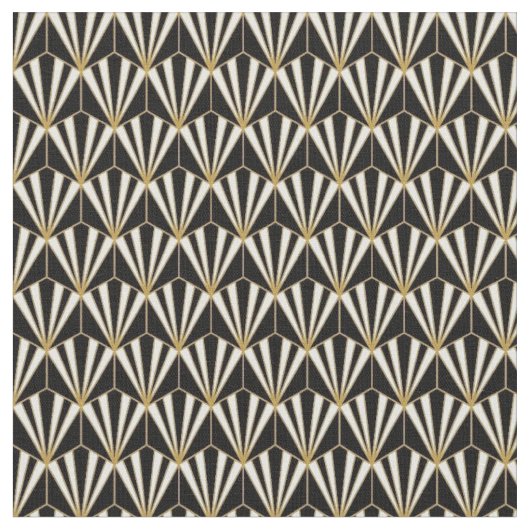 Tissu - Noir Blanc Or Art Déco (Fermer)