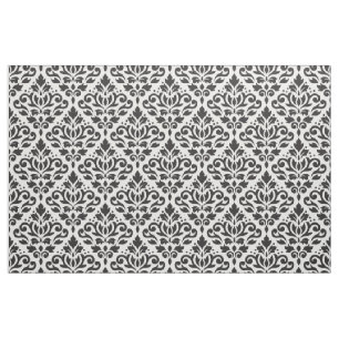 Tissu Noir de motif de damassé de rouleau sur le blanc