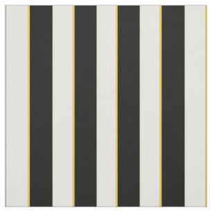Tissu Noir élégant, blanc et rayures d'or