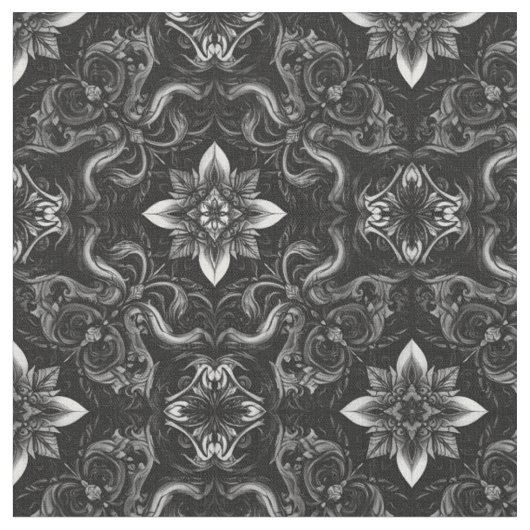 Tissu noir et blanc baroque (Fermer)