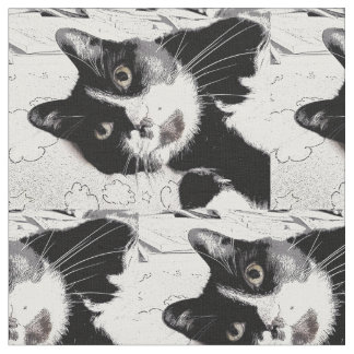 Tissu noir et blanc de chat de smoking
