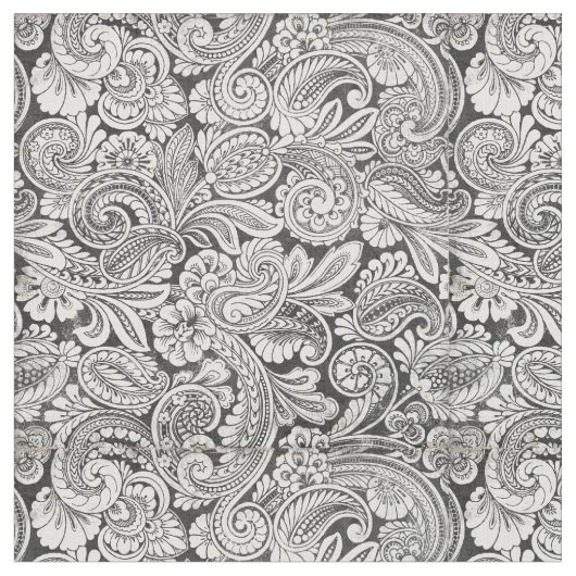 tissu noir et blanc de motif de Paisley (Fermer)