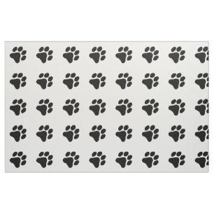 Tissu noir et blanc de motif d'empreinte de patte