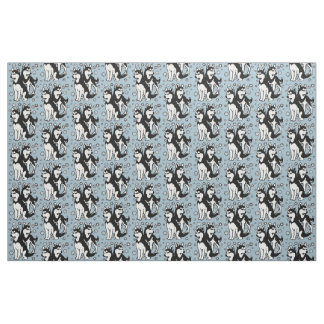 Tissu noir et blanc des Huskies de Sibérie