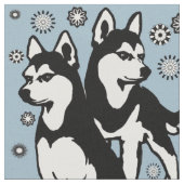 Tissu noir et blanc des Huskies de Sibérie (Fermer)