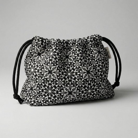 Tissu Noir et blanc Elegant Vintage Damask Pattern