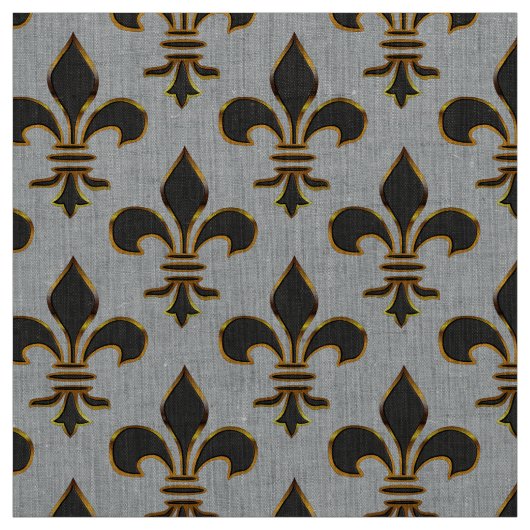 Tissu Noir et or Fleur-De-lis (Échantillon)