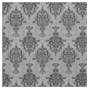 Tissu Noir gothique de damassé sur la pierre grise