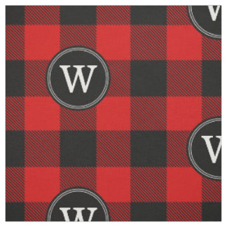 Tissu Noir rouge bison plaqué bûcheron 1IR Monogramme