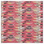 Tissu Noir rouge d'espace de la moitié du siècle (Échantillon)