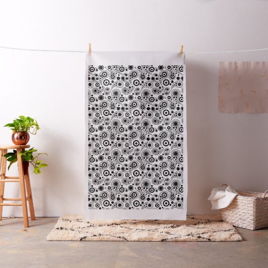 Tissu Noir sur cercle blanc points cachemire style motif (In Situ)