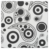 Tissu Noir sur cercle blanc points cachemire style motif (Échantillon)