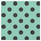 Tissu Noir sur le point de polka vert turquoise (Fermer)