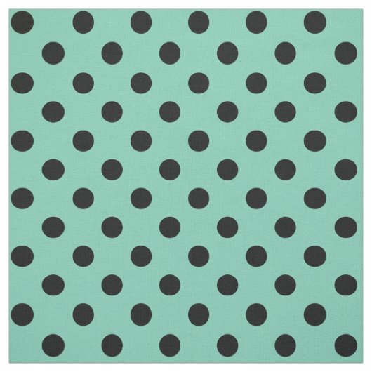 Tissu Noir sur le point de polka vert turquoise (Échantillon)