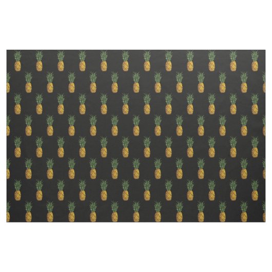Tissu Noir tropical de motif d'ananas (Yard)
