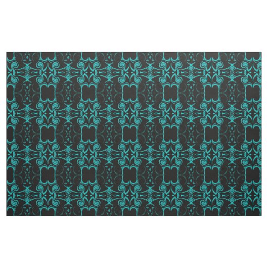 Tissu noir turquoise, textile coloré de maison (Fat Quarter)