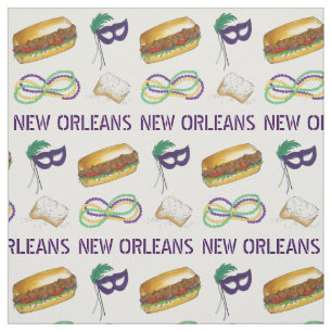 Tissu NOLA New Orleans Louisiana Mardi Gras Beads Mask