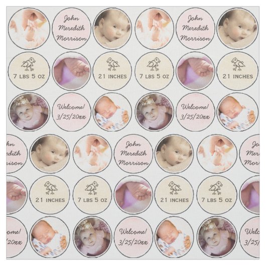 Tissu Nom de bébé de collage de photo, stat de naissance (Échantillon)