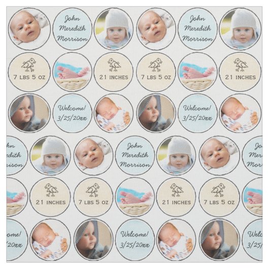 Tissu Nom de bébé de collage de photo, stat de naissance (Échantillon)