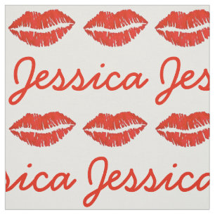 Tissu Nom personnalisé Red Lips Lipstick Baiser Imprimer