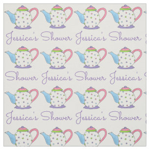 Tissu Nom personnalisé Tea Time Party Teapot Polka Dot