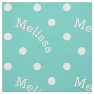 Tissu Nom personnalisé Turquoise Turquoise Blue Polka Do