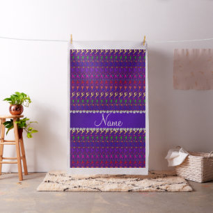 Tissu Nom violet arc-en-ciel gymnastique coeurs étoiles