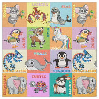 Tissu Noms d'animaux avec des dessins animaliers