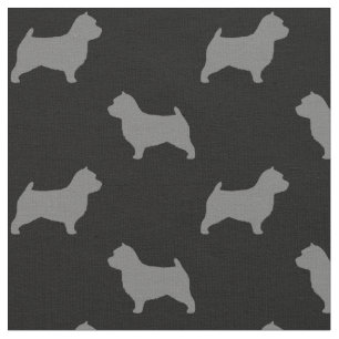 Tissu Norwich Terrier Chien Silhouettes Gris et Noir