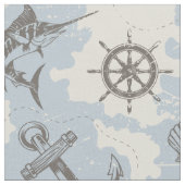 Tissu Nostalgique marin thème bleu motif (Fermer)