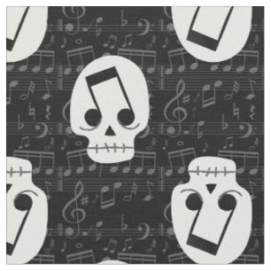 Tissu note de musique gothique yeux crâne macabre