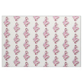 Tissu Notes de clef musicale en treble avec des fleurs S (Fat Quarter)