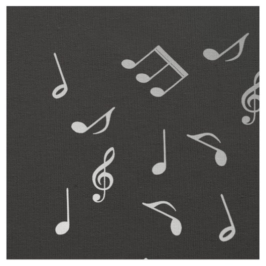 Tissu notes de musique argentées (Fermer)