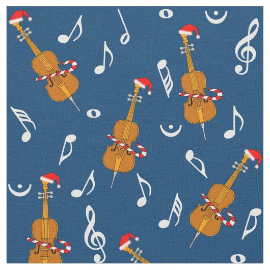 Tissu Notes de musique Cello Santa Hat (Fermer)